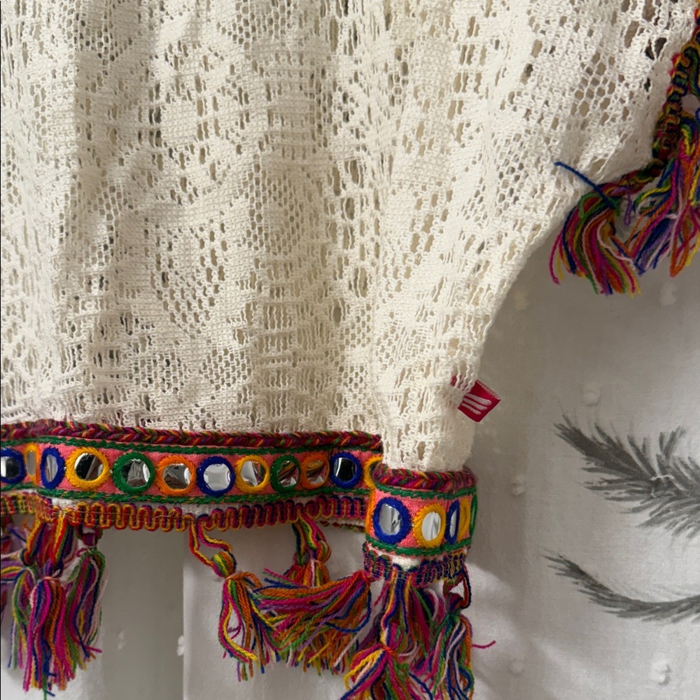 Chic Crochet Crop Top with Multicolor Fringe - Picture 6 of 8